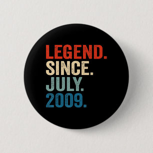 13 Years Old Gifts Legend Since July 2009 13th Bir 2 Inch Round Button