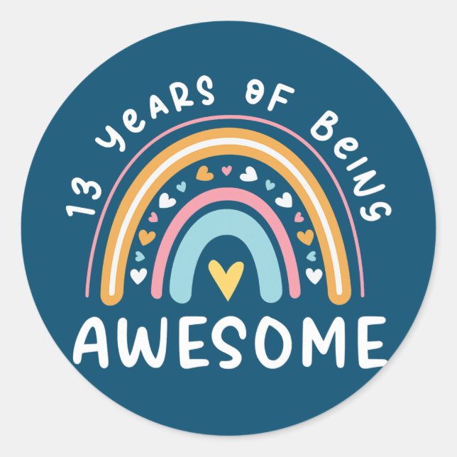 13 Years Old Girl 13th Birthday Year Of Being Classic Round Sticker (Front)