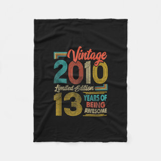 13 Years Old Vintage 2010 Gifts 13th Birthday Boys Fleece Blanket