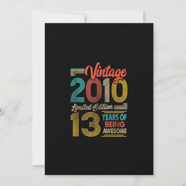 13 Years Old Vintage 2010 Gifts 13th Birthday Boys Invitation (Front)