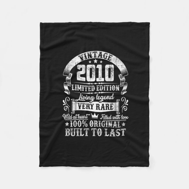 13 Years Old Vintage 2010 Limited Edition 13th Bir Fleece Blanket (Front)
