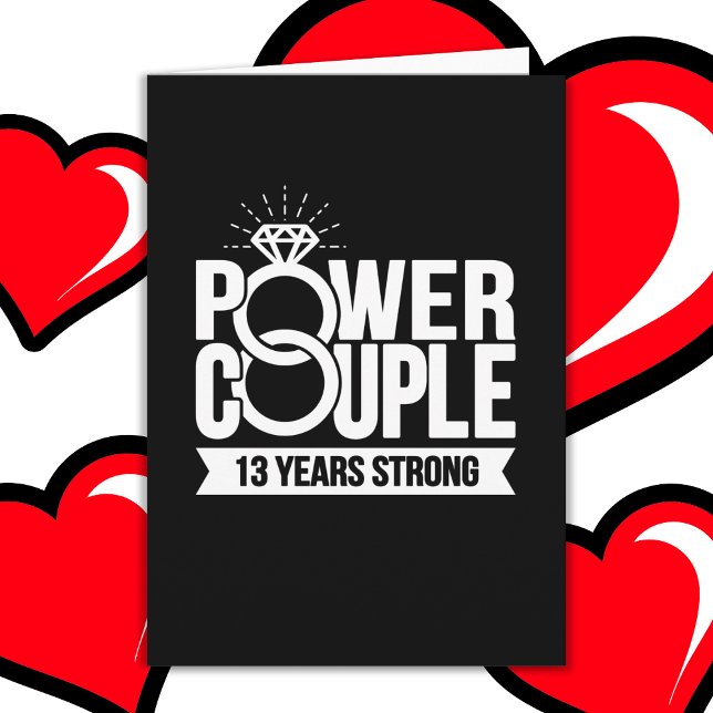 13 Years Strong Power Couple Cute 13th Anniversary Card (Creator Uploaded)
