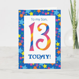 13e Anniversaire Carte pour Son, Stripes et Etoile