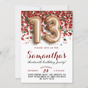 13e anniversaire Confetti Invitation