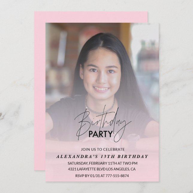 13e anniversaire Invitation Anniversaire Fête Phot (Devant / Derrière)