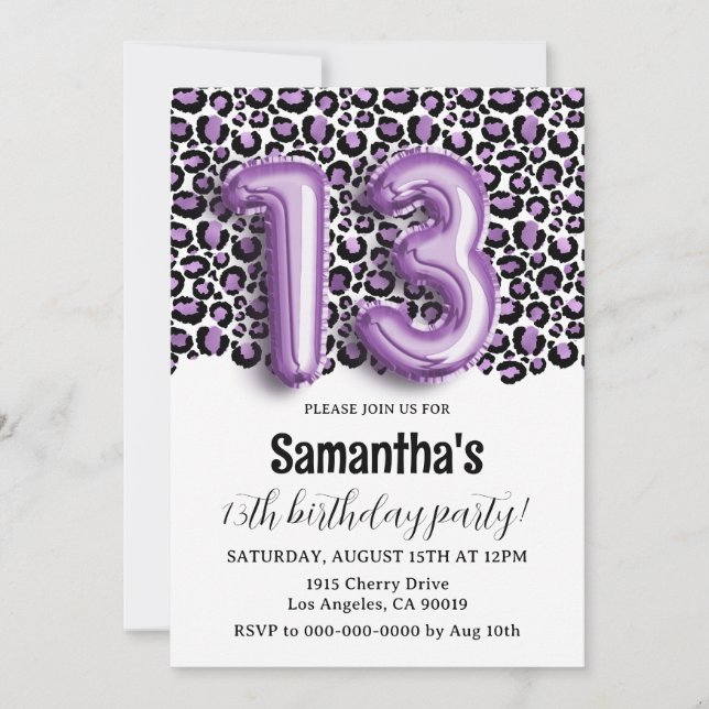 13e anniversaire Invitation de Poster de animal lé (Devant)