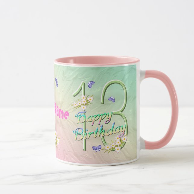 13e anniversaire papillon de jardin Mug (Droite)