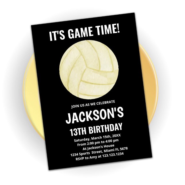 13ème Black Volleyball Invitations Anniversaire (Créateur téléchargé)