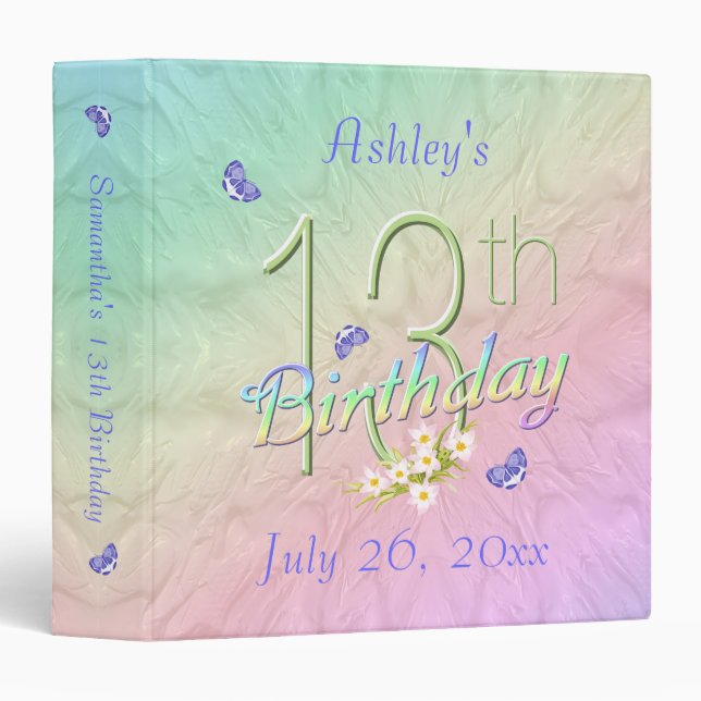 13ème Classeur d'arc-en-ciel de papillon (Devant/Côté)