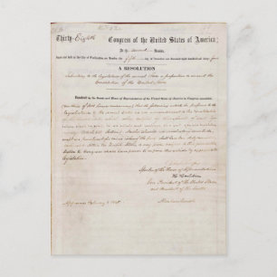 13th Amendment of the United States Constitution Postcard