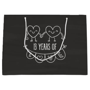 13th Anniversary Gift Chalk Hearts Large Gift Bag
