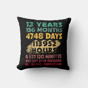 13th Birthday 13 Years Of Being Awesome Throw Pillow