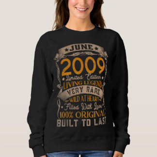 13th Birthday 2009 Years Old Retro Vintage June 2 Sweatshirt