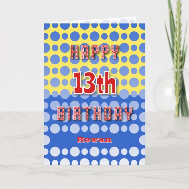 13th Birthday add name circles pattern Card (Front)