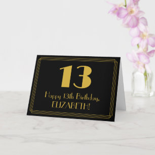 13th Birthday: Art Deco Inspired Look "13" + Name Card