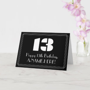 13th Birthday: Art Deco Inspired Look "13" & Name Card
