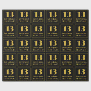 13th Birthday ~ Art Deco Inspired Look "13", Name Wrapping Paper