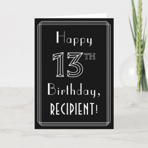 13th Birthday: Art Deco Style # 13 & Custom Name Card