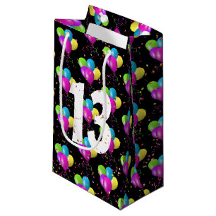 13th Birthday Balloons and Confetti Small Gift Bag