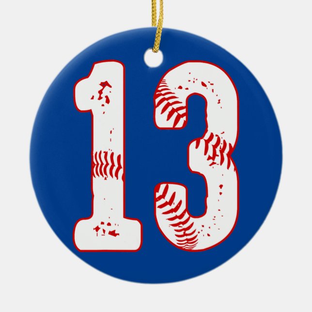 13th Birthday Baseball Player thirteen 13 Year Ceramic Ornament (Front)