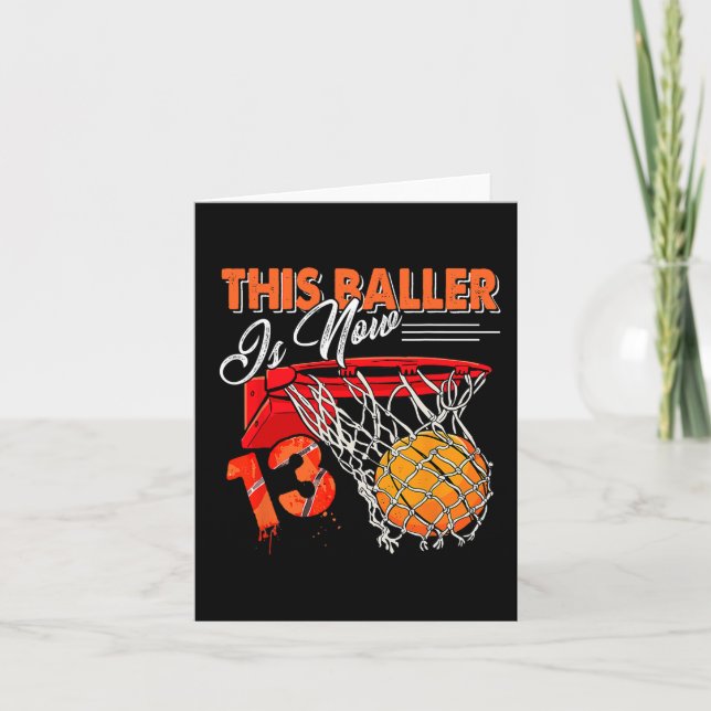 13th Birthday Basketball  Fun 13 Years Old Kids  Card (Front)