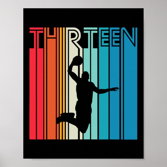 13th Birthday Basketball Lover Gift 13 Years Old R Poster (Front)