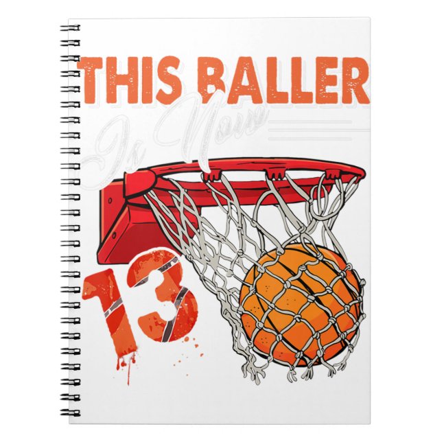 13th Birthday Basketball TShirt Funny 13 Years Old Notebook (Front)