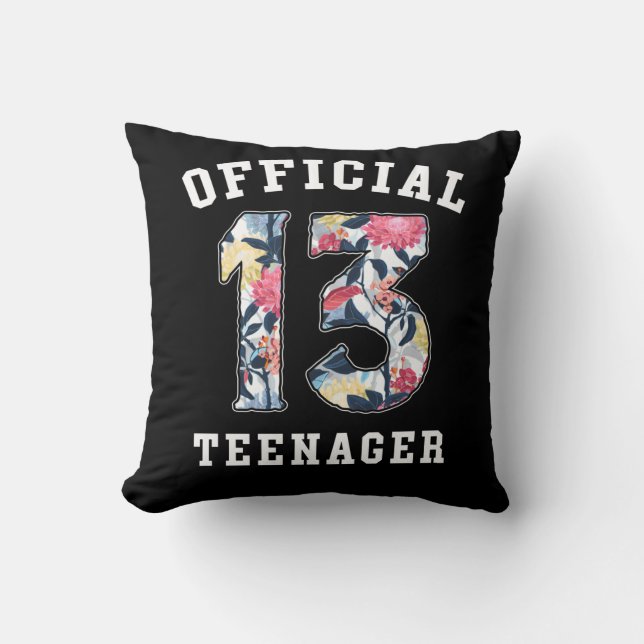 13th Birthday Beautiful Flower Official Teenager Throw Pillow (Front)