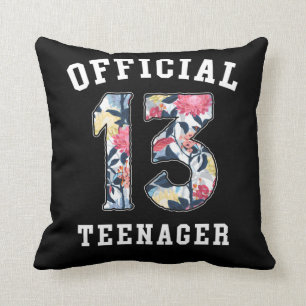 13th Birthday Beautiful Flower Official Teenager Throw Pillow
