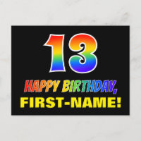 13th Birthday: Bold, Fun, Simple, Rainbow 13