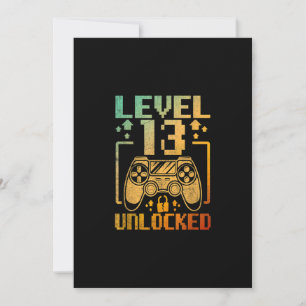 13th Birthday Boy Level 13 Unlocked 13 Year Old Vi Invitation