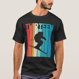 13Th Birthday Boy Retro Ski Lover Skier 13 Years O T-Shirt