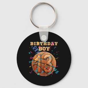 13th Birthday Boy Teen 13 Years Old Basketball Pla Keychain