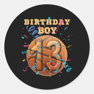 13th Birthday Boy Teen 13 Years Old Sketll Players Classic Round Sticker