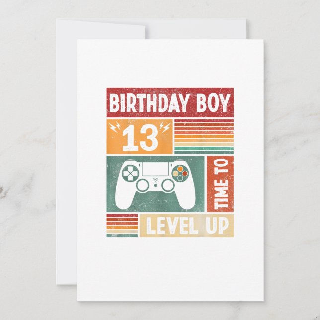 13th Birthday Boy Time to Level Up Video Games Invitation (Front)