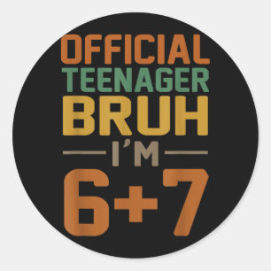 13th Birthday Boys Teenager Funny Six Seven Meme Classic Round Sticker