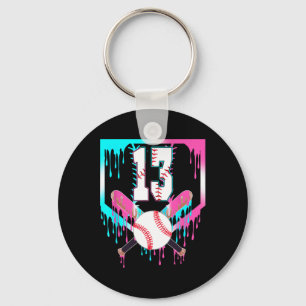 13th Birthday Bysebyll Home Plate Drip Ice Cream 1 Keychain