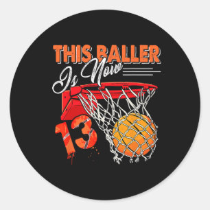 13th Birthday Bysketbyll Fun 13 Years Old Kids  Classic Round Sticker
