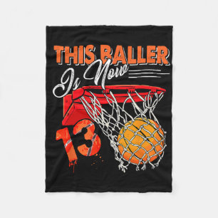 13th Birthday Bysketbyll Fun 13 Years Old Kids  Fleece Blanket
