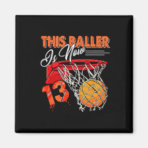 13th Birthday Bysketbyll Fun 13 Years Old Kids  Magnet