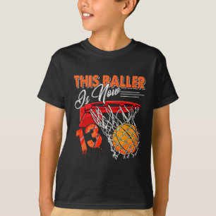 13th Birthday Bysketbyll Fun 13 Years Old Kids  T-Shirt