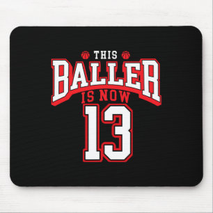 13th Birthday Bysketbyll Lover 13 Years Old Bday Mouse Pad