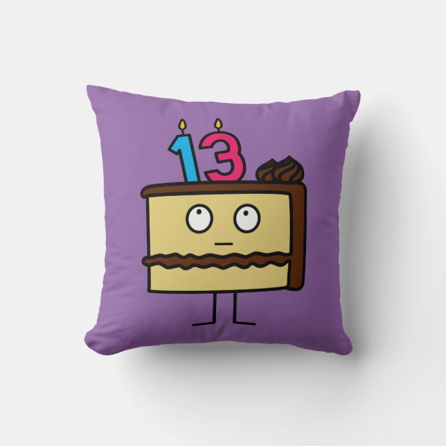 13th Birthday Cake with Candles Throw Pillow (Front)