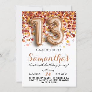 13th Birthday Confetti Invitation
