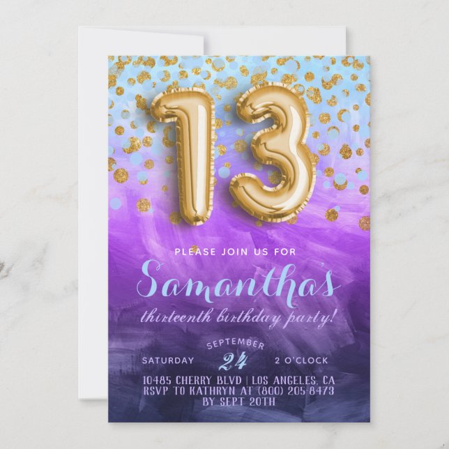13th Birthday Confetti Invitation (Front)