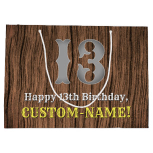 13th Birthday: Country Western Inspired Look, Name Large Gift Bag