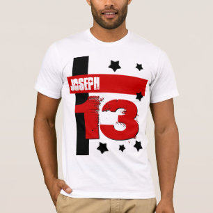 13th Birthday Custom Name RED WHITE BLACK V5 T-Shirt