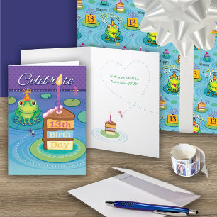 13th Birthday Cute Frog  Card