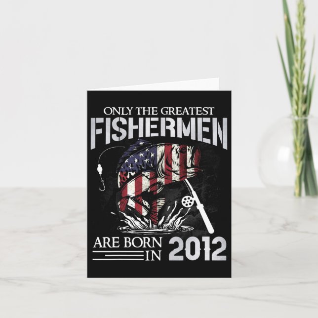 13th Birthday Fishermen Usa Flag 13 Year Old Fishi Card (Front)