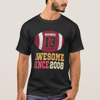 13Th Birthday Football Lover Gift 13 Years Old Vin T-Shirt